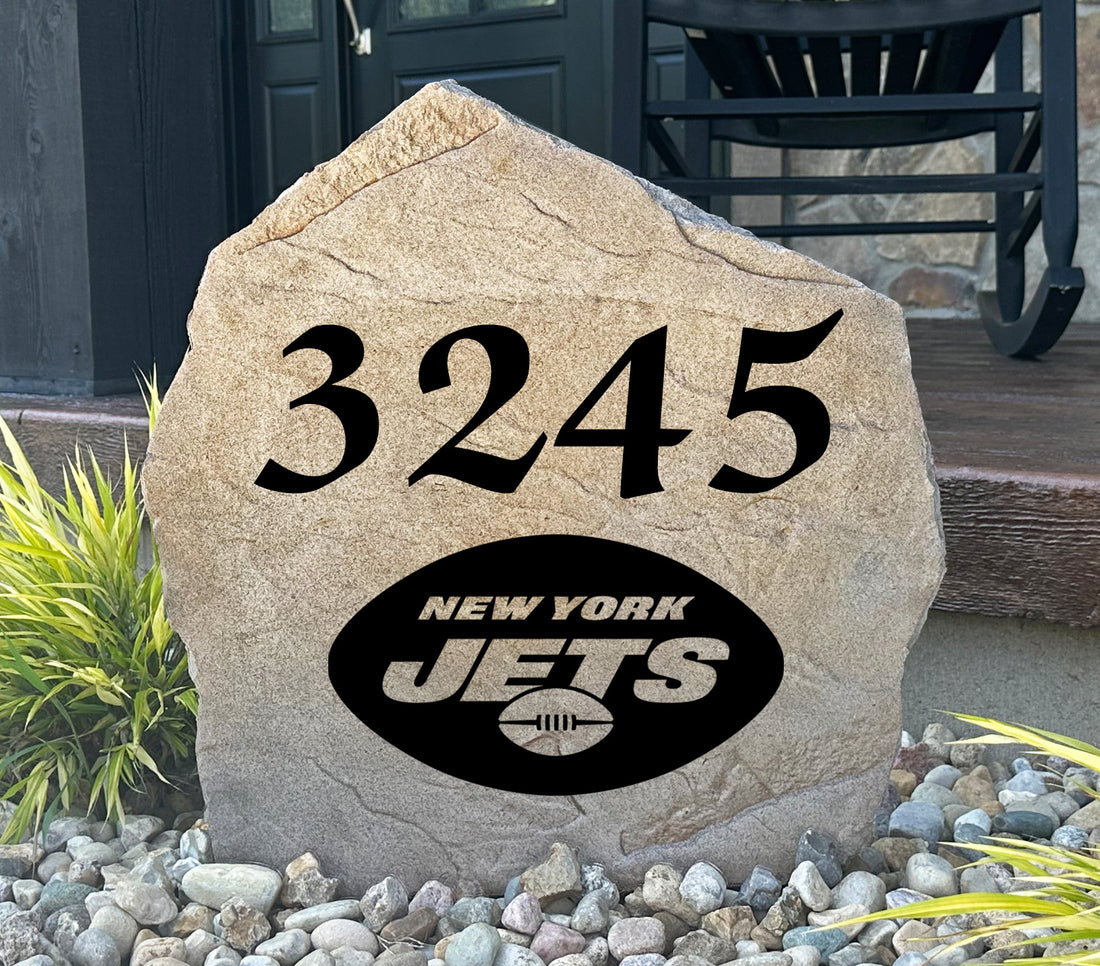 New York Jets Design-A-Stone Landscape Art Address Stone