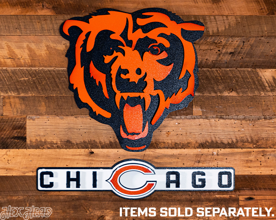 Chicago Bears Wordmark 3D Vintage Metal Wall Art