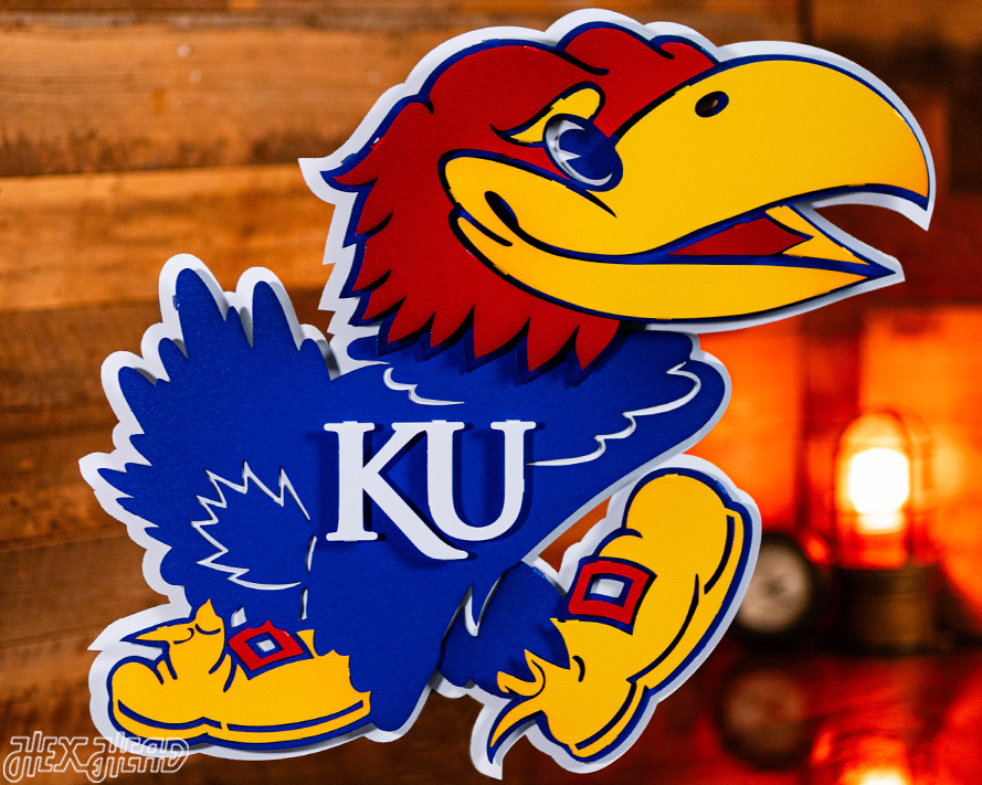 Kansas Jayhawks "BIG JAY MASCOT" 3D Vintage Metal Wall Art