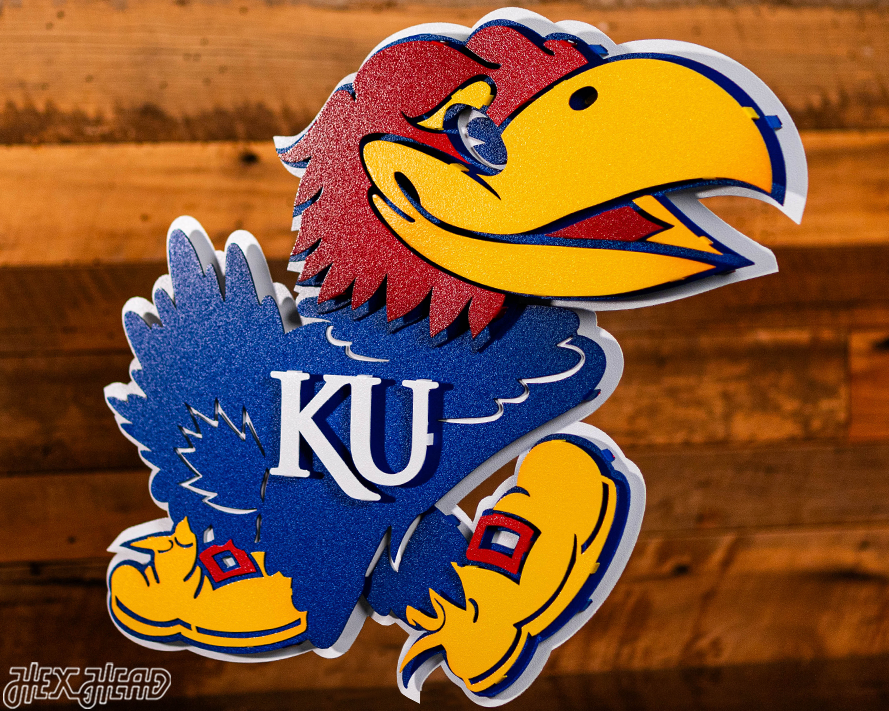 Kansas Jayhawks "BIG JAY MASCOT" 3D Vintage Metal Wall Art