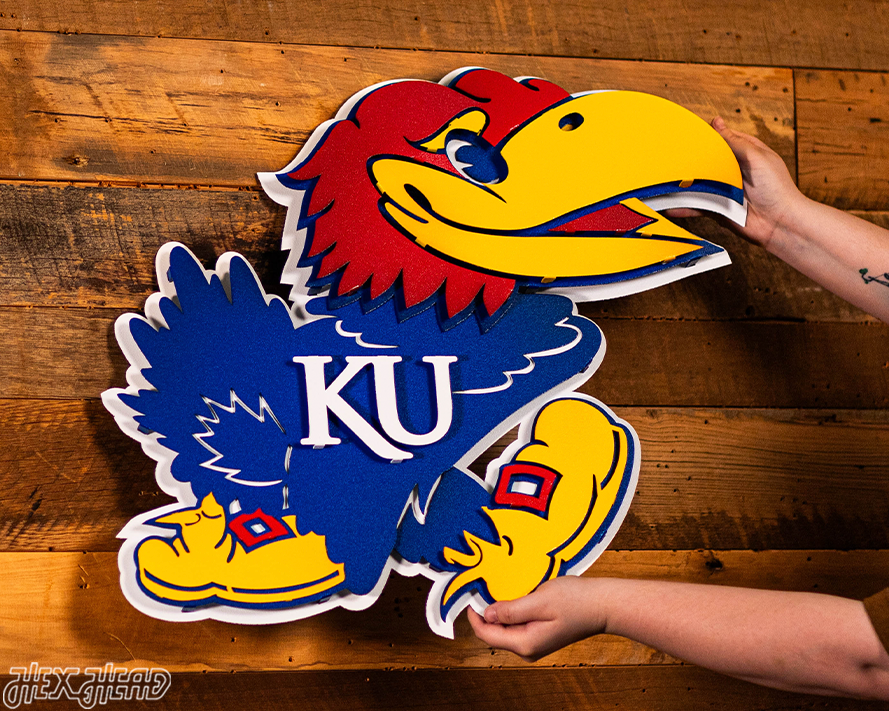Kansas Jayhawks "BIG JAY MASCOT" 3D Vintage Metal Wall Art