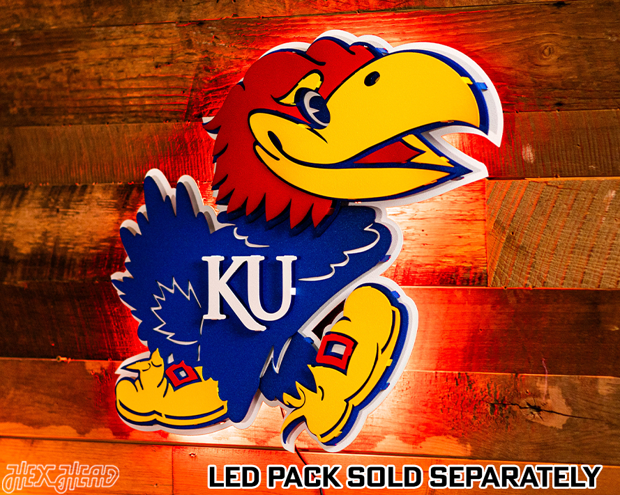 Kansas Jayhawks "BIG JAY MASCOT" 3D Vintage Metal Wall Art