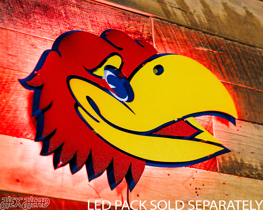 University of Kansas Jayhawks Head 3D Vintage Metal Wall Art