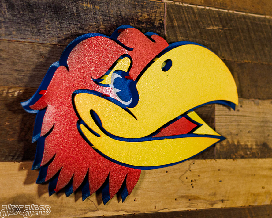 University of Kansas Jayhawks Head 3D Vintage Metal Wall Art