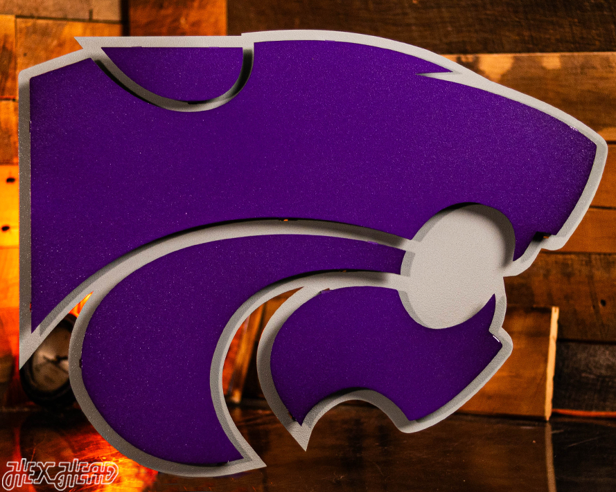 Kansas State Wildcat Mascot 3D Vintage Metal Wall Art