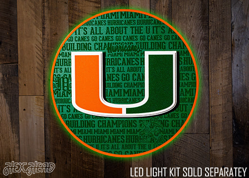 Miami Hurricanes CRAFT SERIES 3D Vintage Metal Wall Art