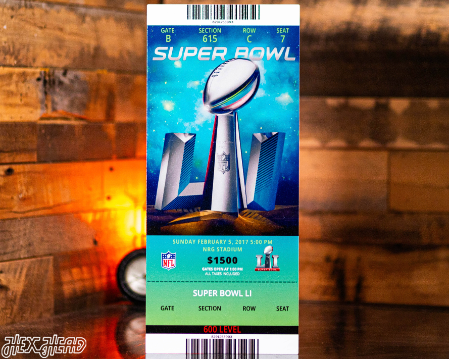 New England Patriots Super Bowl LI Ticket Stub Single Layer Metal Wall Art
