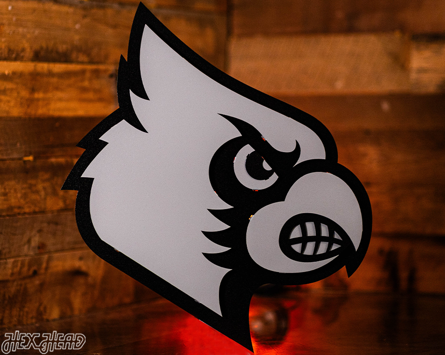 MONOCHROME - Louisville Cardinals "CARDINAL HEAD" 3D Vintage Metal Wall Art