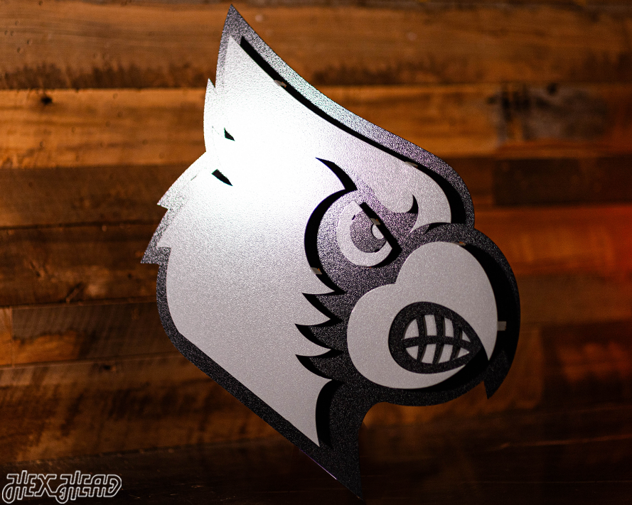 MONOCHROME - Louisville Cardinals "CARDINAL HEAD" 3D Vintage Metal Wall Art