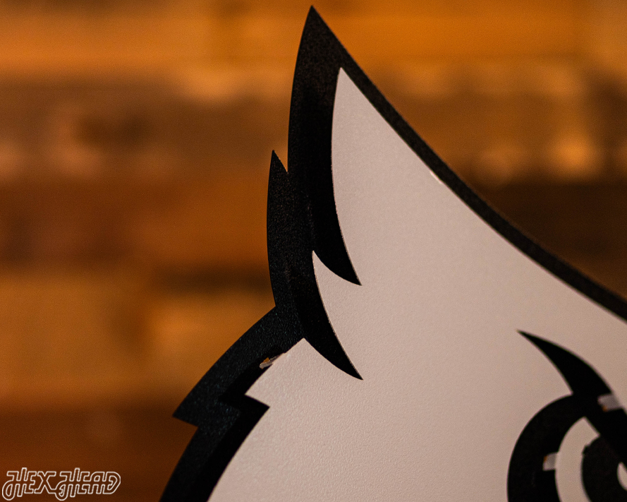 MONOCHROME - Louisville Cardinals "CARDINAL HEAD" 3D Vintage Metal Wall Art