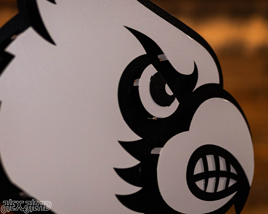 MONOCHROME - Louisville Cardinals "CARDINAL HEAD" 3D Vintage Metal Wall Art