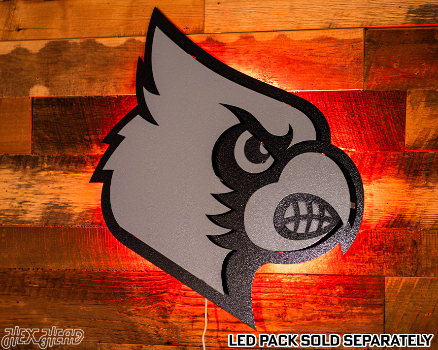MONOCHROME - Louisville Cardinals "CARDINAL HEAD" 3D Vintage Metal Wall Art