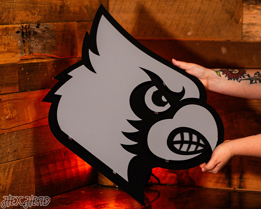 MONOCHROME - Louisville Cardinals "CARDINAL HEAD" 3D Vintage Metal Wall Art