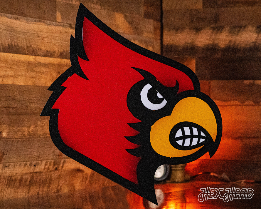 Louisville Cardinals "CARDINAL HEAD" 3D Vintage Metal Wall Art