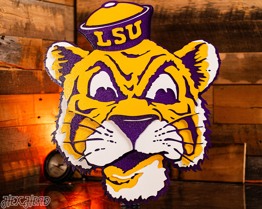 LSU VAULT Tiger 3D Vintage Metal Wall Art