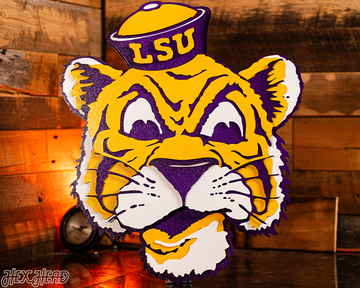 LSU VAULT Tiger 3D Vintage Metal Wall Art