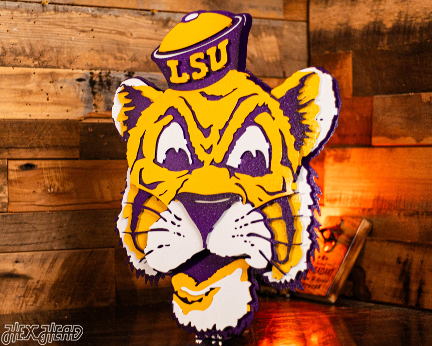 LSU VAULT Tiger 3D Vintage Metal Wall Art