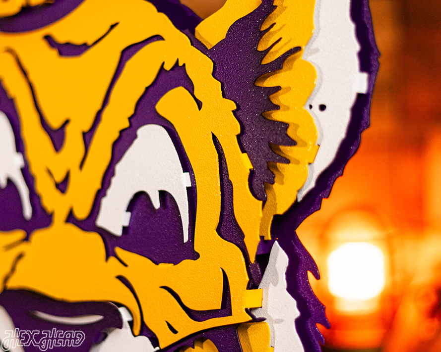 LSU VAULT Tiger 3D Vintage Metal Wall Art