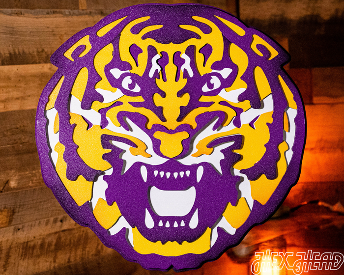 LSU Iconic Tiger Head 3D Metal Wall Art – Hex Head Art