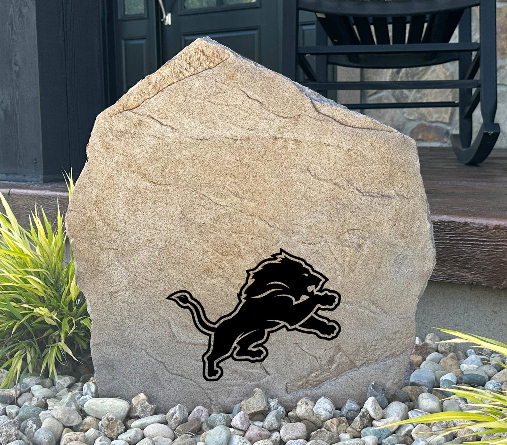 Detroit Lions Design-A-Stone Landscape Art Address Stone