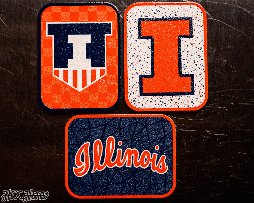 Illinois Fighting Illini - SET of 3 Magnets