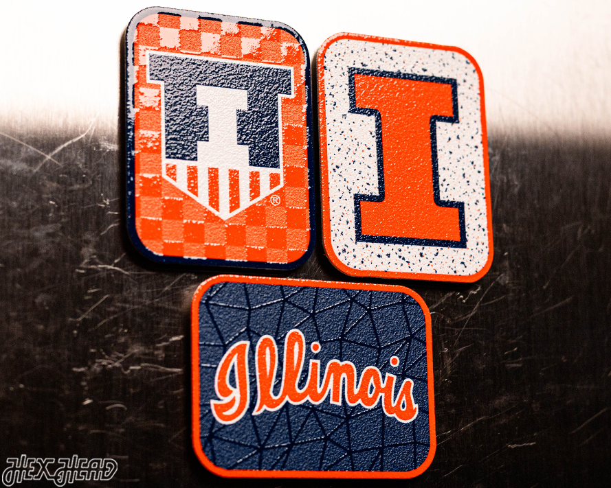 Illinois Fighting Illini - SET of 3 Magnets