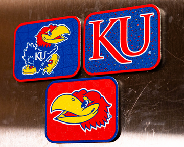 Kansas Jayhawks - SET of 3 Magnets