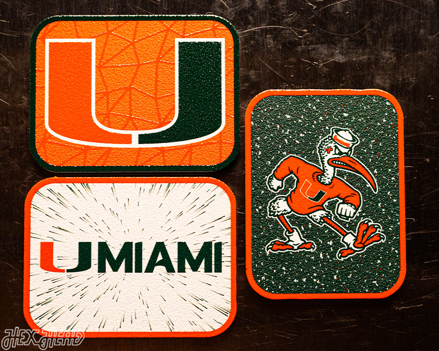 Miami Hurricanes - SET of 3 Magnets