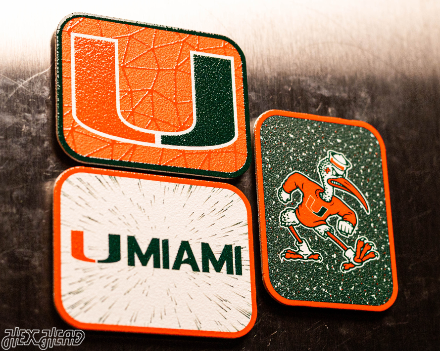 Miami Hurricanes - SET of 3 Magnets