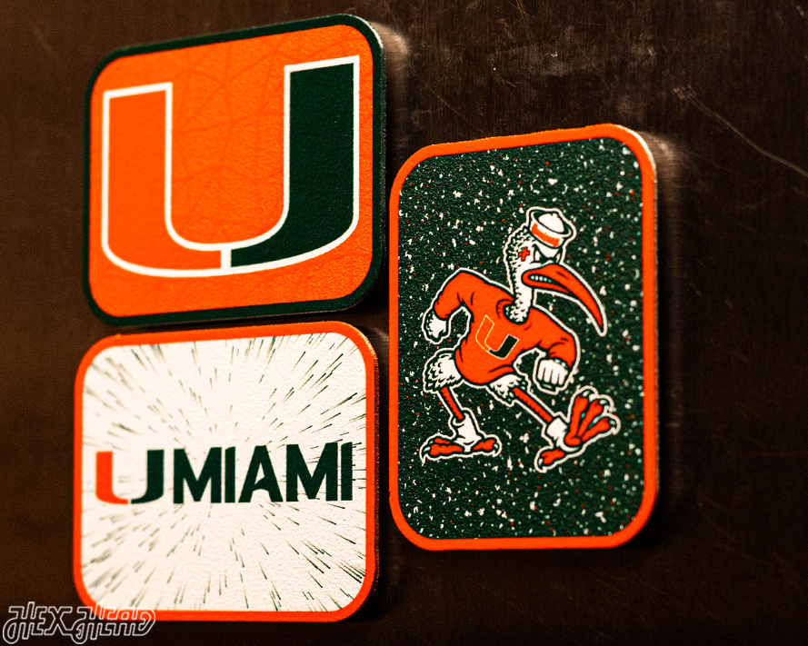 Miami Hurricanes - SET of 3 Magnets