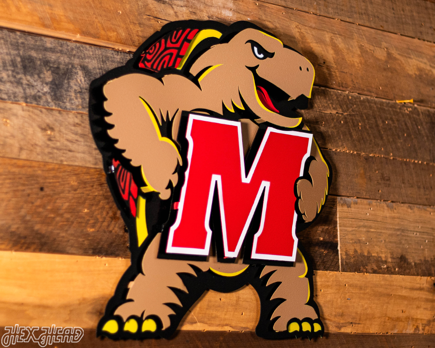 Maryland Terrapins "Testudo" 3D Vintage Metal Wall Art