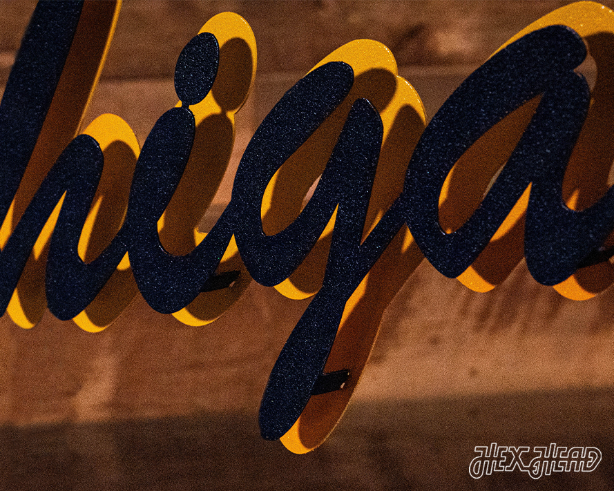 Michigan "Michigan" Script Metal Wall Art