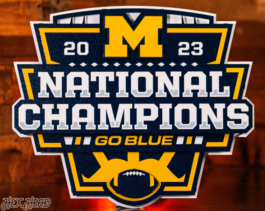 Michigan Wolverines Official 2023 National Champions 3D Vintage Metal Wall Art