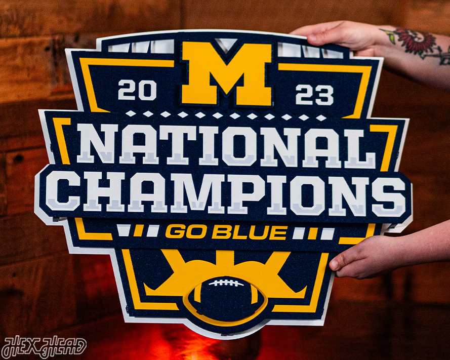 Michigan Wolverines Official 2023 National Champions 3D Vintage Metal Wall Art