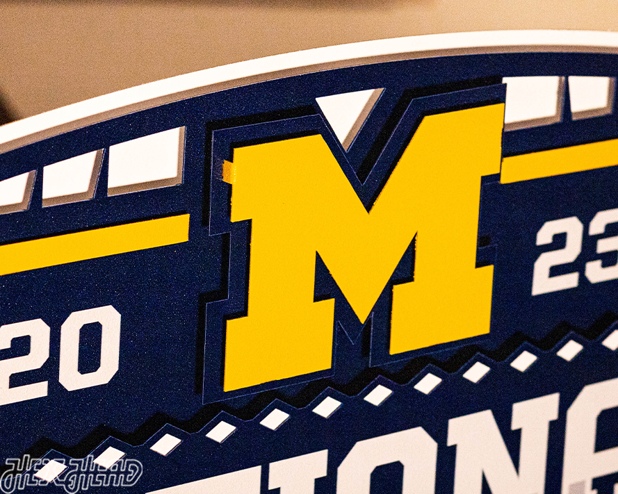 Michigan Wolverines Official 2023 National Champions 3D Vintage Metal Wall Art