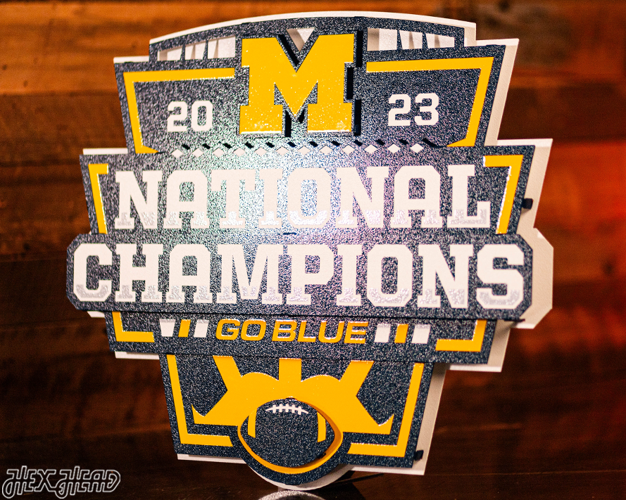 Michigan Wolverines Official 2023 National Champions 3D Vintage Metal Wall Art