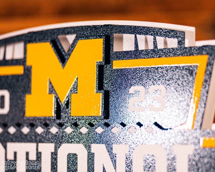 Michigan Wolverines Official 2023 National Champions 3D Vintage Metal Wall Art