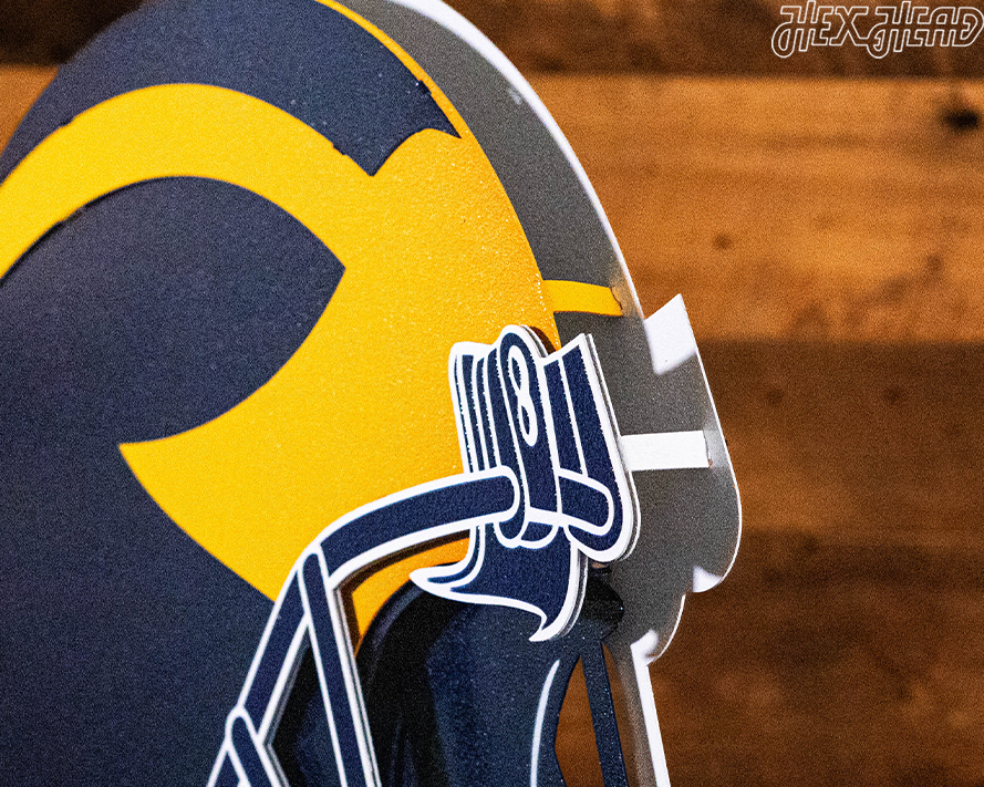 Michigan Wolverines BLITZ Collection- 8 Layer  "Winged" Helmet 3D Metal Wall Art