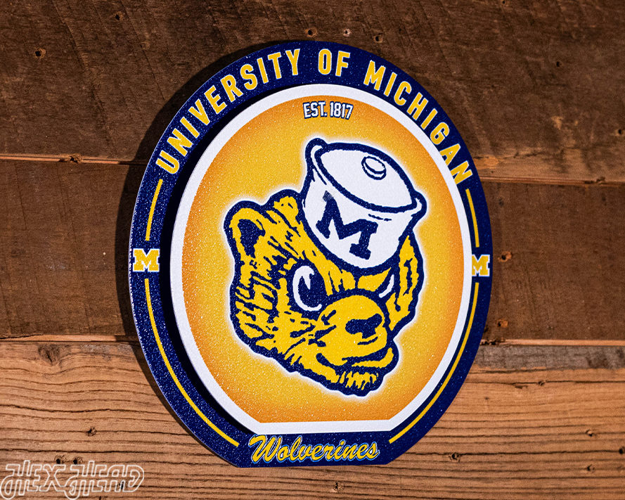 Michigan Wolverines "Double Play" On the Shelf or on the Wall Art