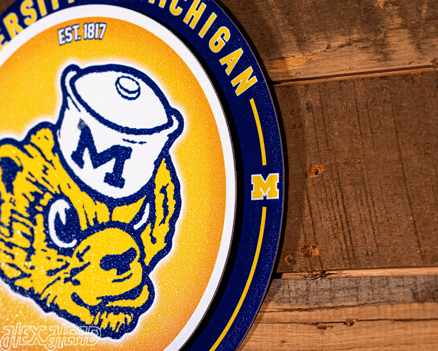 Michigan Wolverines "Double Play" On the Shelf or on the Wall Art