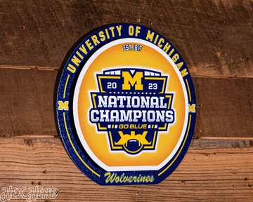 Michigan Wolverines 2023 National Champions "Double Play" On the Shelf or on the Wall Art