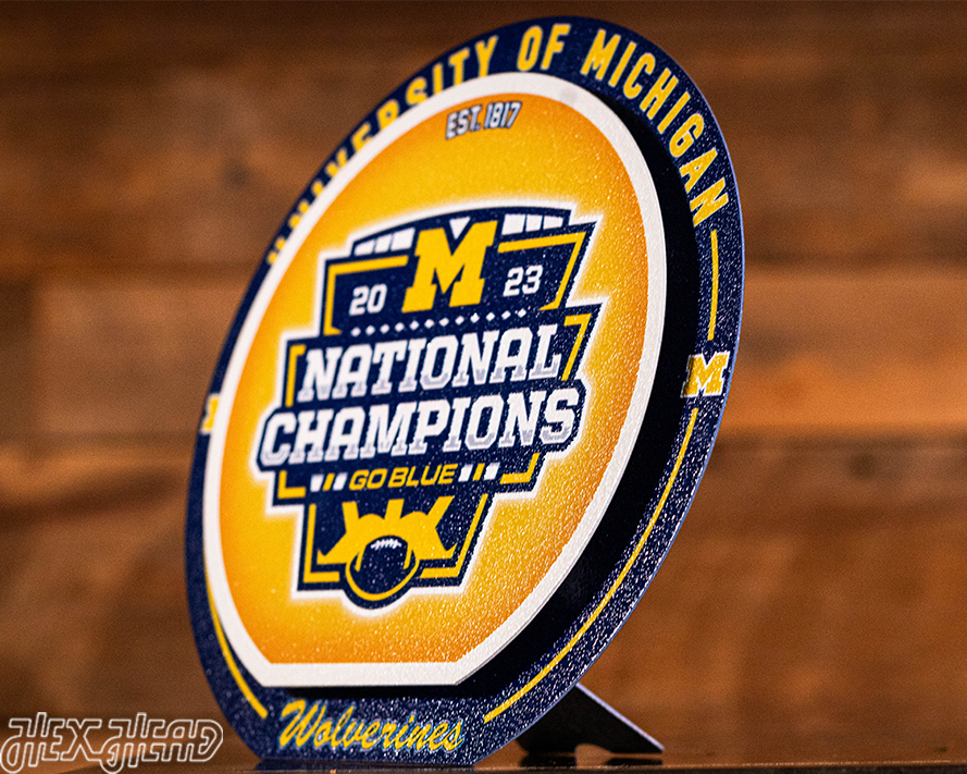 Michigan Wolverines 2023 National Champions "Double Play" On the Shelf or on the Wall Art