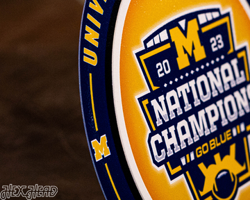 Michigan Wolverines 2023 National Champions "Double Play" On the Shelf or on the Wall Art