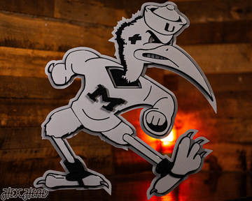 MONOCHROME - Miami Hurricanes "Sebastian the Ibis" 3D Vintage Metal Wall Art