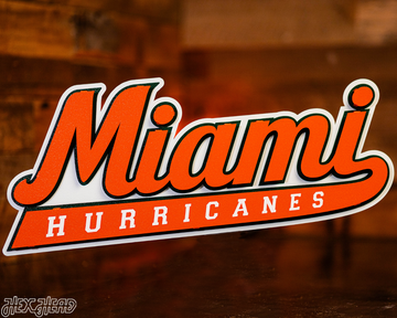 Miami Hurricanes Vintage Script 3D Metal Wall Art