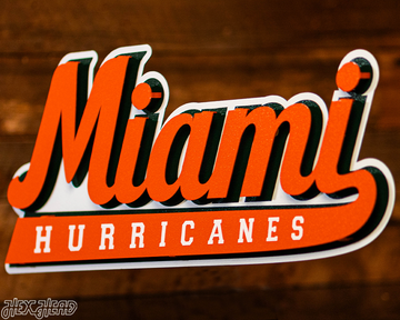 Miami Hurricanes Vintage Script 3D Metal Wall Art