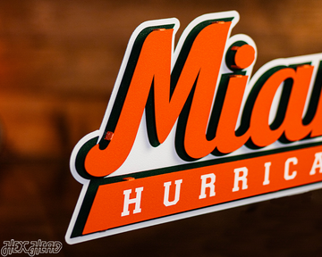 Miami Hurricanes Vintage Script 3D Metal Wall Art