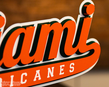 Miami Hurricanes Vintage Script 3D Metal Wall Art