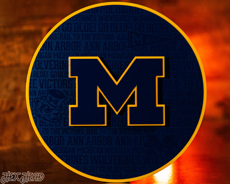 Michigan Wolverines 'Block M" CRAFT SERIES 3D Embossed Metal Wall Art