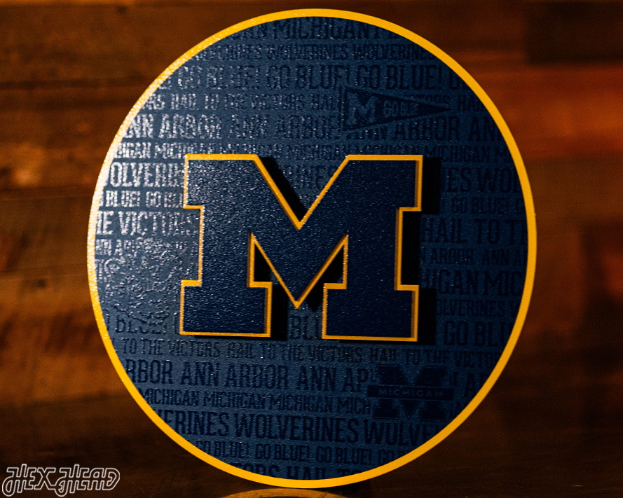 Michigan Wolverines 'Block M" CRAFT SERIES 3D Embossed Metal Wall Art